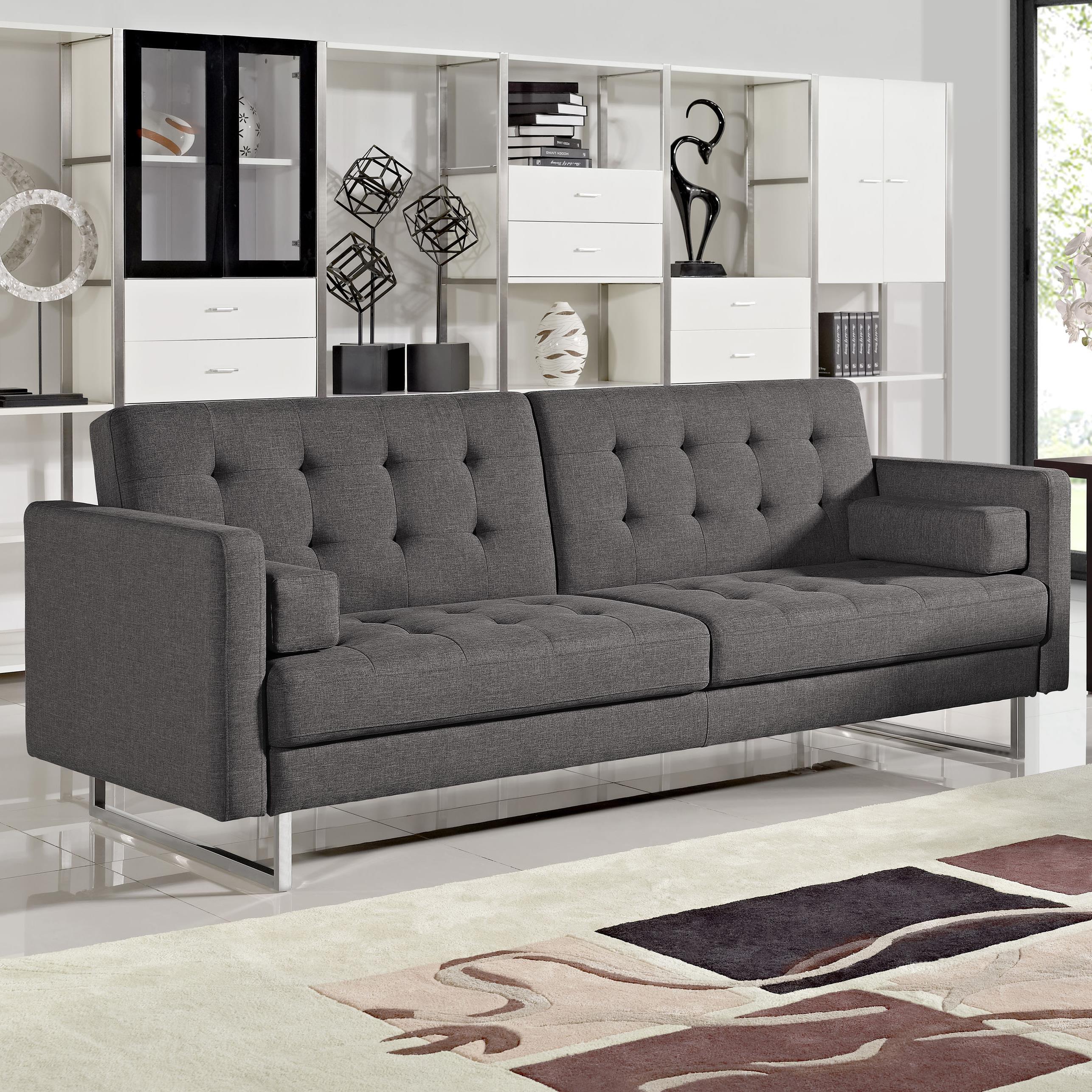 Diamond Sofa Opus OPUSSOGR Convertible Grey Tufted Polyester Fabric